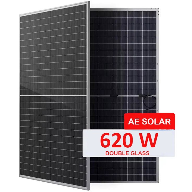 پنل خورشیدی 620 وات مونو کریستال بایفشیال برند AE SOLAR سری METEOR