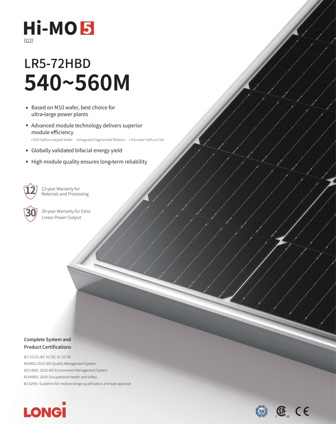 پنل خورشیدی ۵۵۰ وات مونو کریستال بای فشیال برند لانگیLONGI