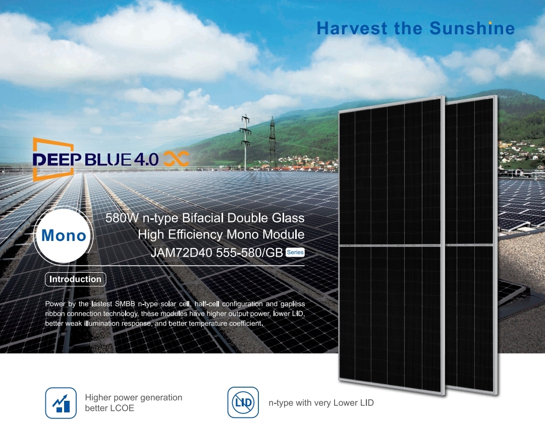 پنل خورشیدی ۵۸۰ وات بایفشیال مونوکریستال JA SOLAR